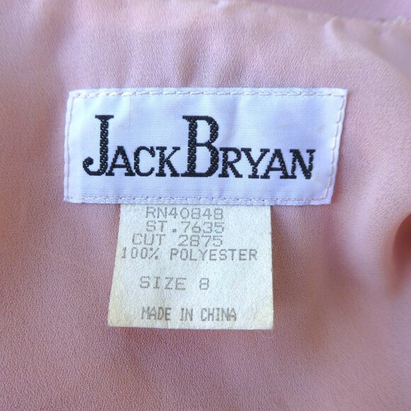 Vintage Jack Bryan Cocktail Wrap Dress Pink Heavy Beaded Long Sleeve Bling 8 - Picture 8 of 11